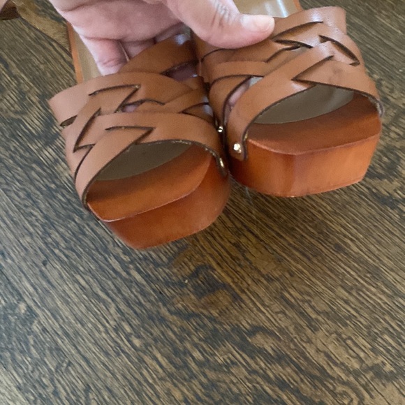 Madden Girl Faux Wooden Corky Leather Heel Sandals 7.5 - Picture 5 of 7